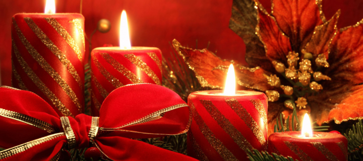 Das Red Candles And Ribbon Wallpaper 720x320