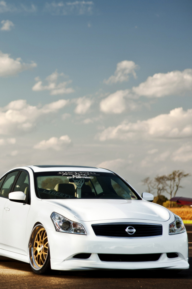 White Nissan Skyline wallpaper 640x960