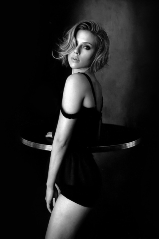 Hot Scarlett Johansson Monochrome wallpaper 320x480