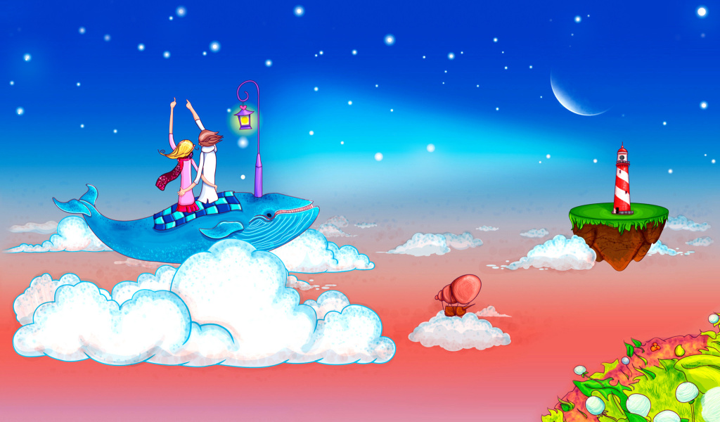 Love on Clouds wallpaper 1024x600