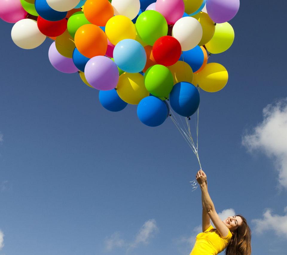 Das Girl With Balloons Wallpaper 960x854