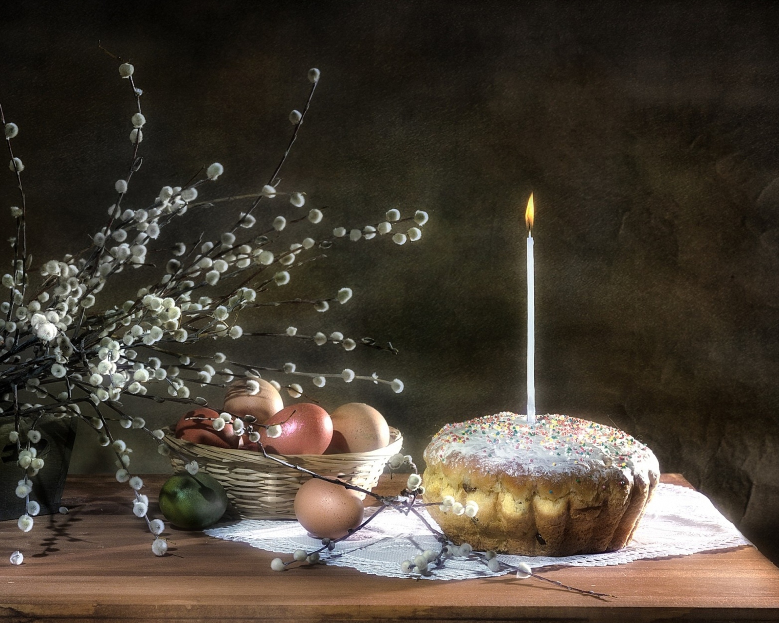 Das Easter Cake With Candle Wallpaper 1600x1280