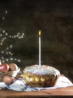 Das Easter Cake With Candle Wallpaper 240x320