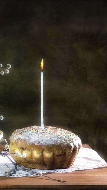 Fondo de pantalla Easter Cake With Candle 360x640