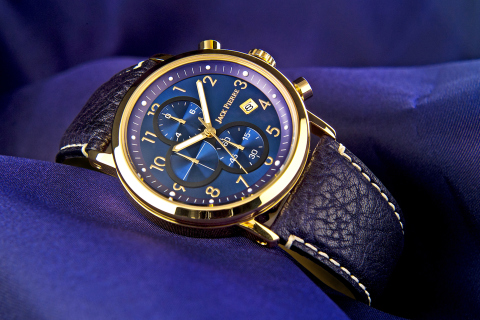 Gold And Blue Watch wallpaper 480x320