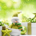 Fondo de pantalla Cute Green Snowman 128x128