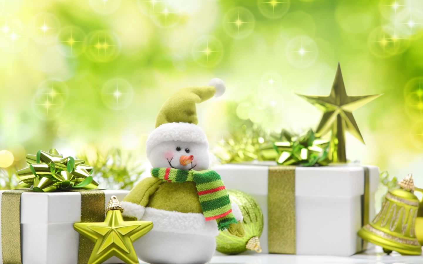 Screenshot №1 pro téma Cute Green Snowman 1440x900