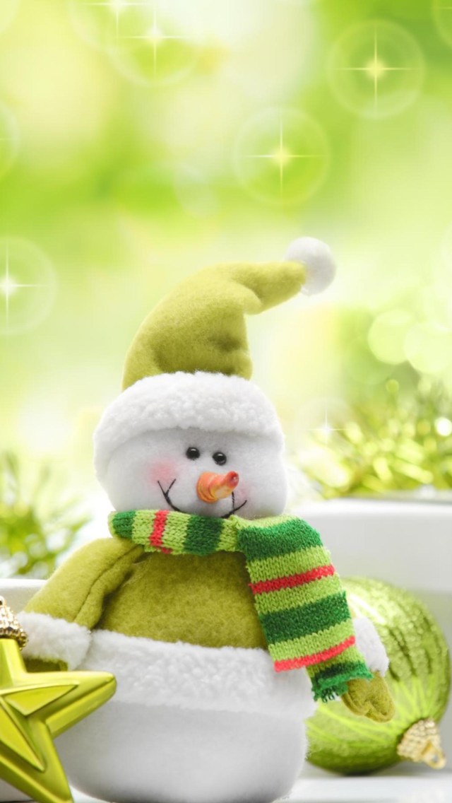 Cute Green Snowman wallpaper 640x1136