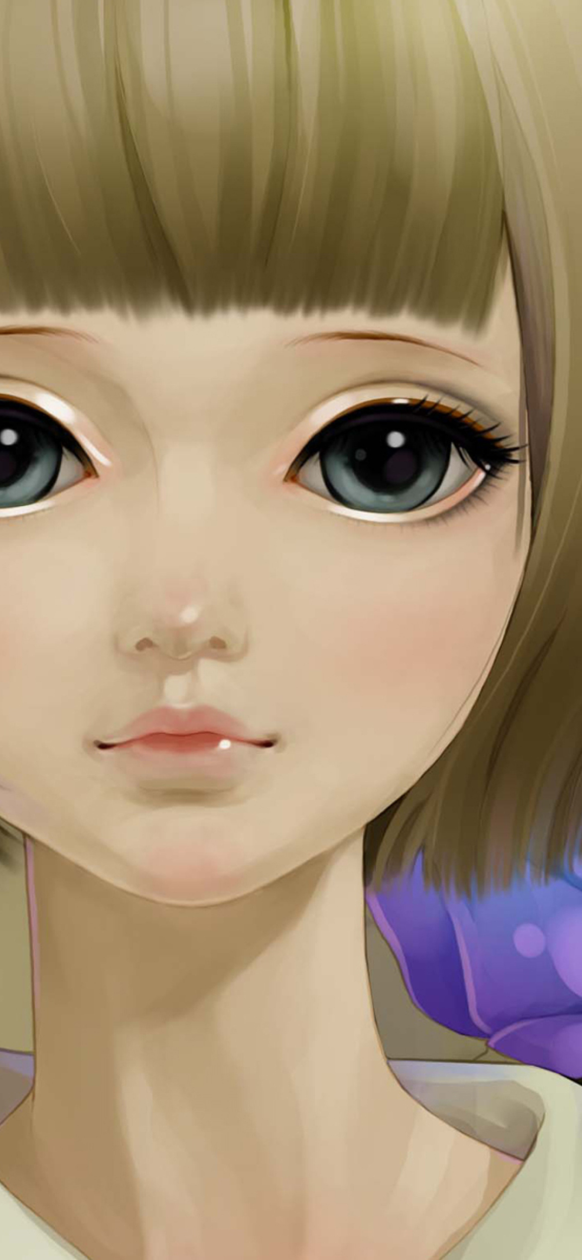 Anime Girl And Blue Flowers screenshot #1 1170x2532