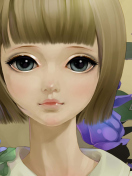 Screenshot №1 pro téma Anime Girl And Blue Flowers 132x176