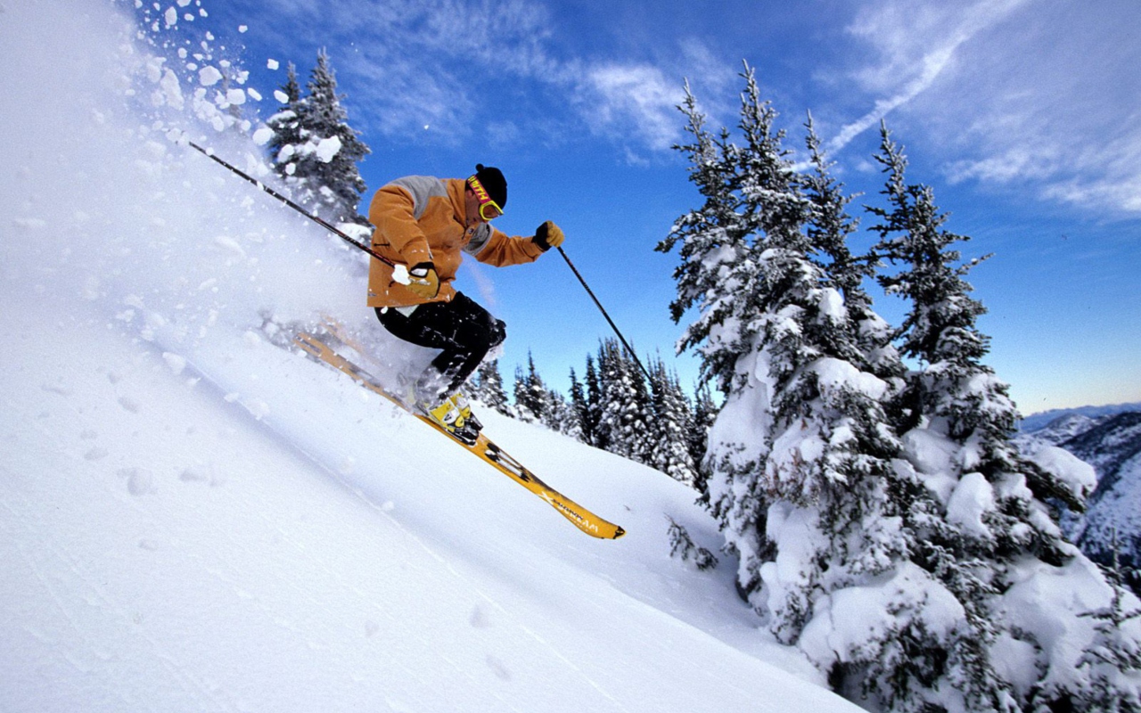 Skiing wallpaper 1280x800