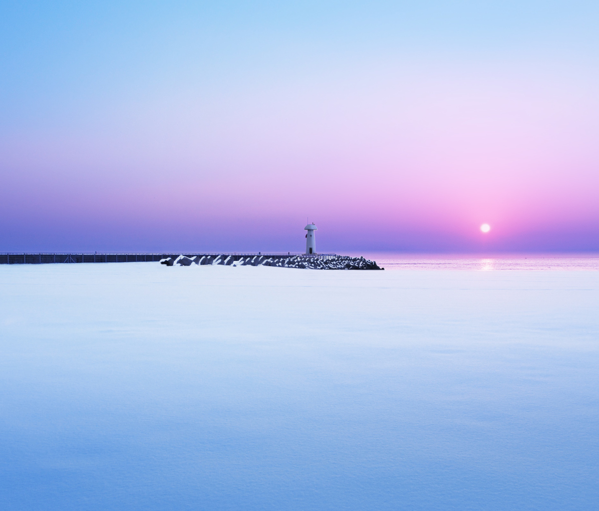 Lighthouse On Sea Pier At Dawn wallpaper 1200x1024
