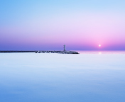 Lighthouse On Sea Pier At Dawn wallpaper 176x144