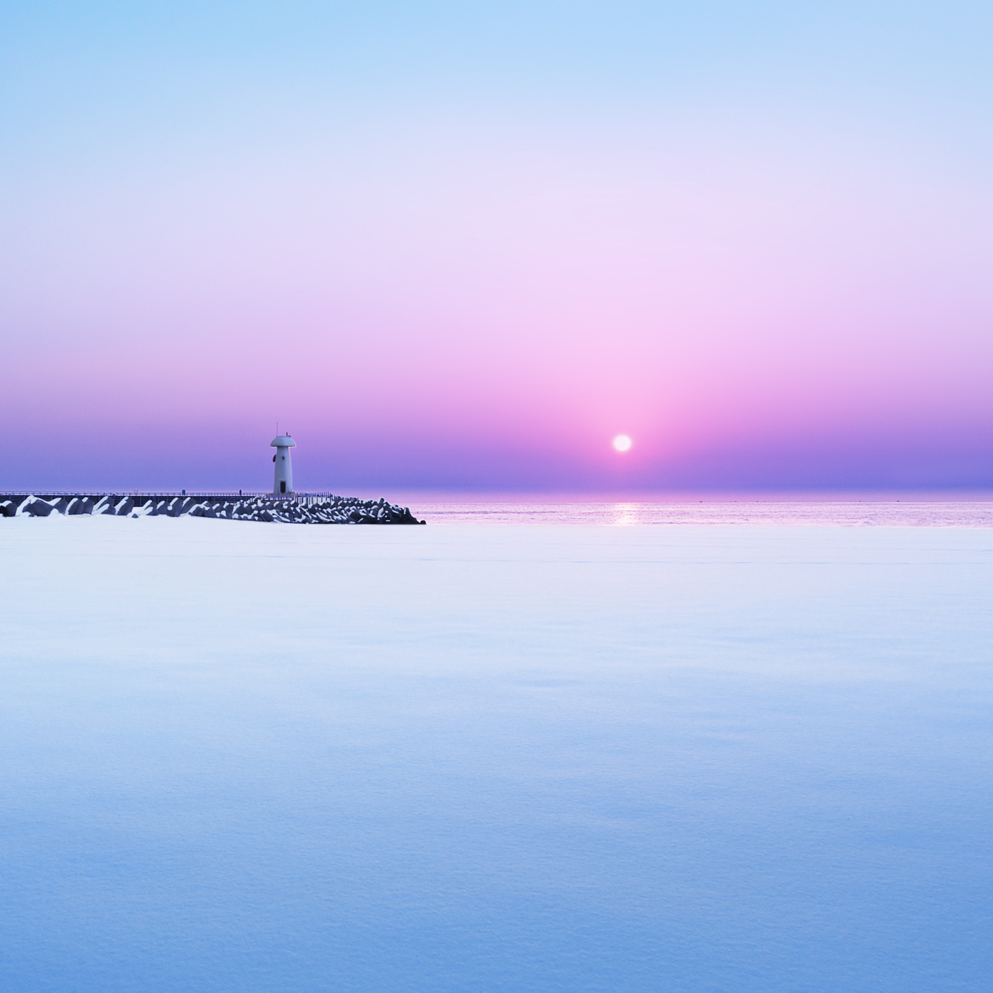 Lighthouse On Sea Pier At Dawn screenshot #1 2048x2048