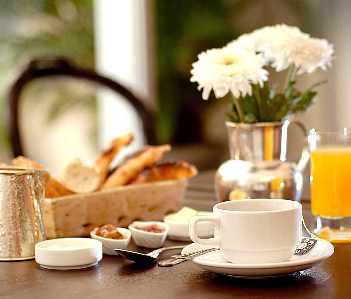 Breakfast with orange juice and Biscuits wallpaper 1200x1024