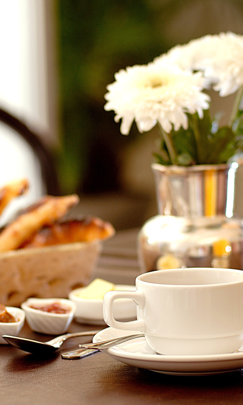 Das Breakfast with orange juice and Biscuits Wallpaper 480x800