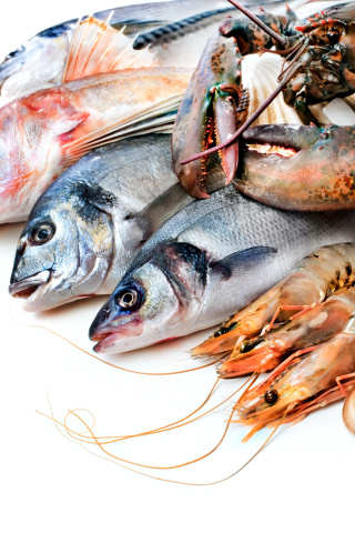 Das Fresh Seafood Wallpaper 320x480