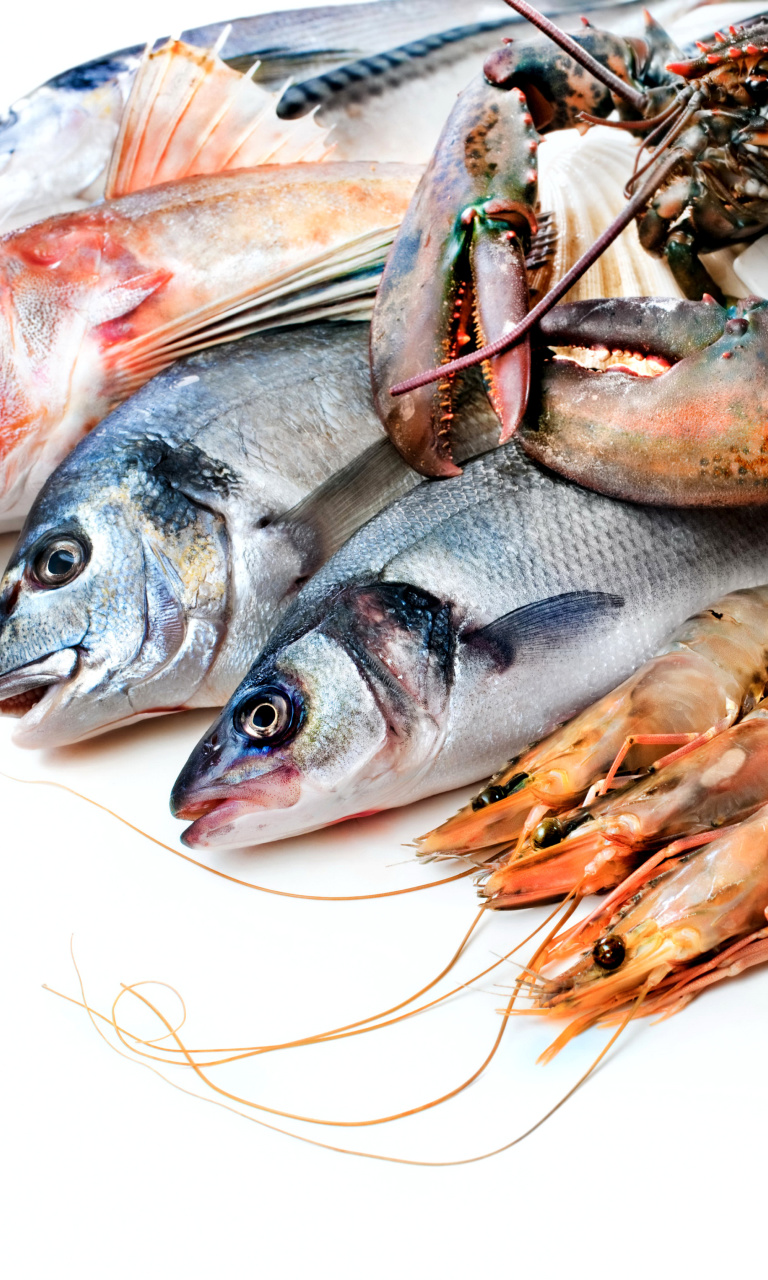 Das Fresh Seafood Wallpaper 768x1280