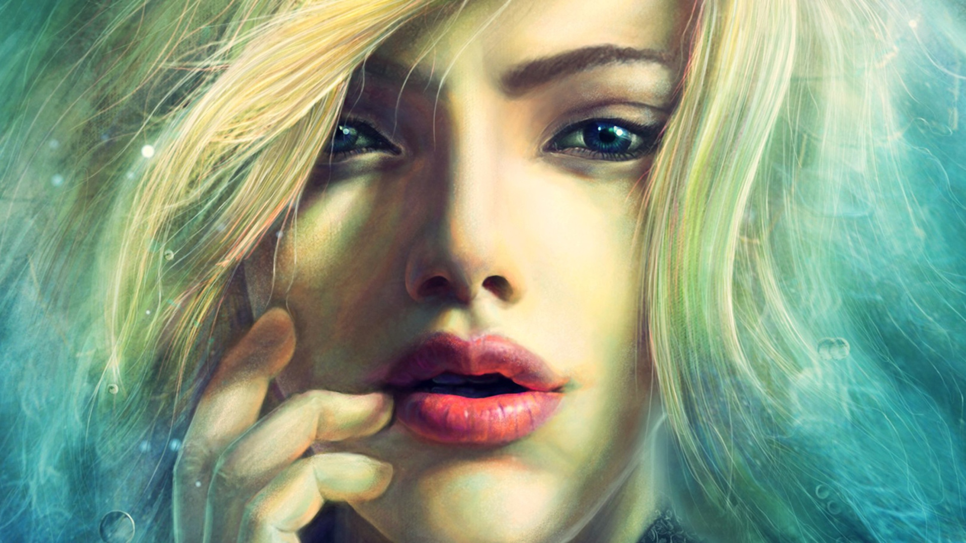 Обои Blonde Girl Painting 1920x1080