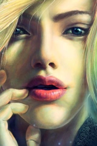 Das Blonde Girl Painting Wallpaper 320x480