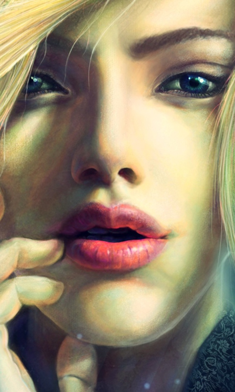 Sfondi Blonde Girl Painting 480x800