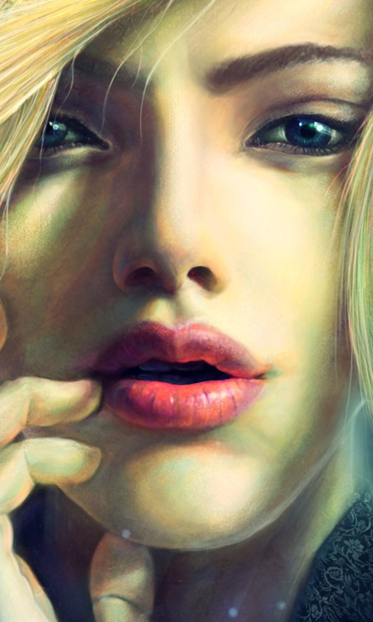 Обои Blonde Girl Painting 768x1280