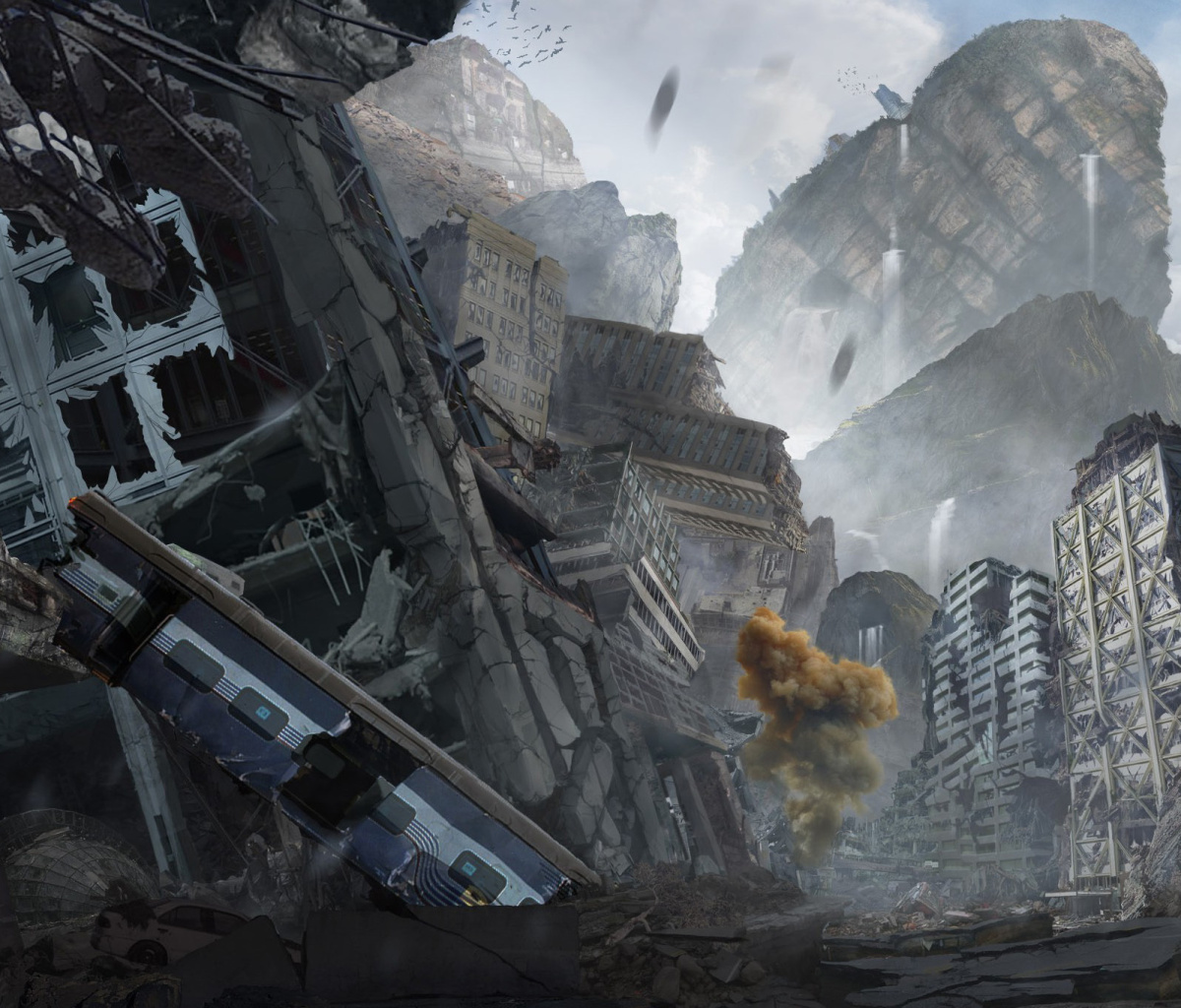City in Ruins after Post Apocalypse Destruction wallpaper 1200x1024