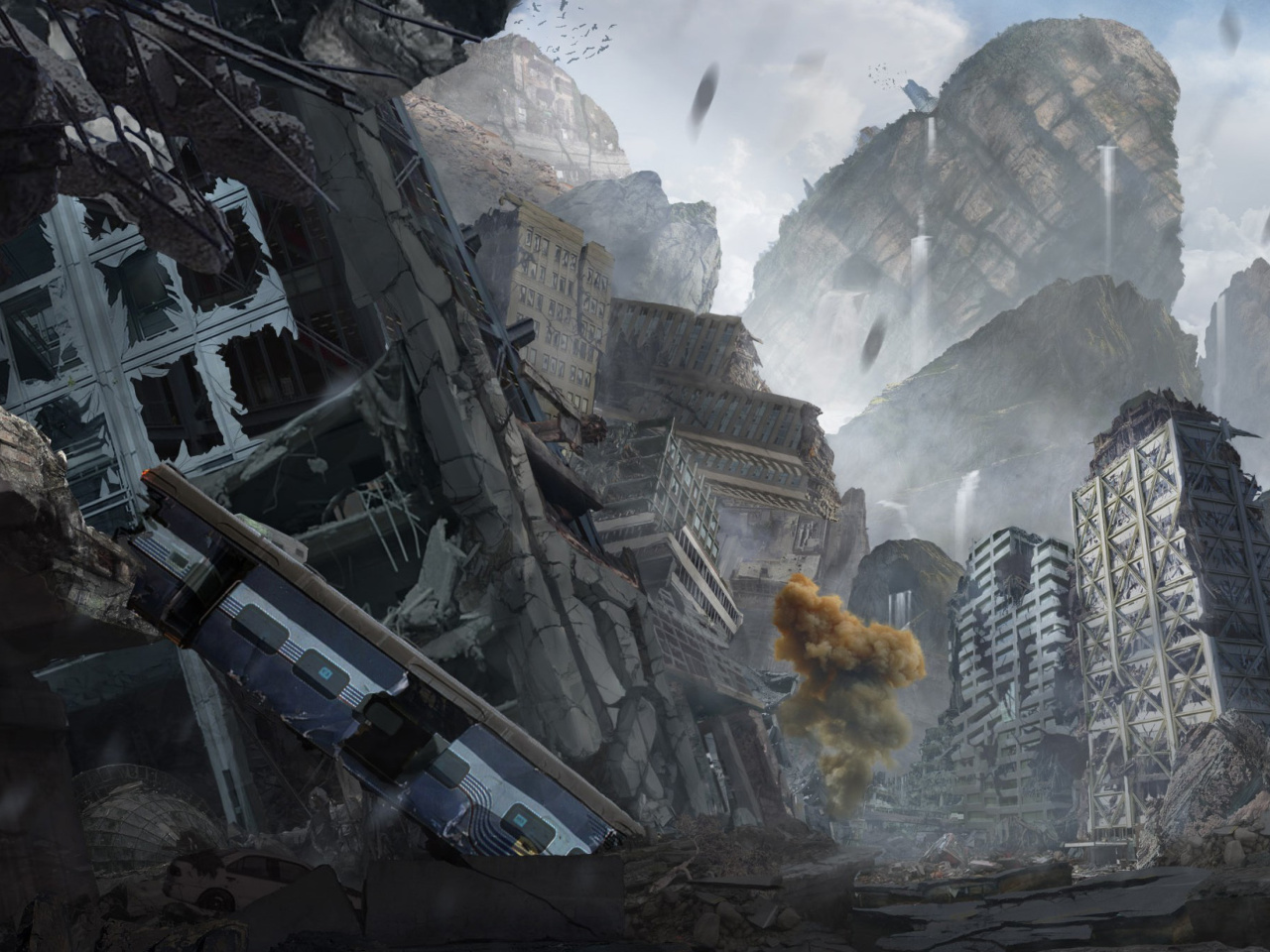 Das City in Ruins after Post Apocalypse Destruction Wallpaper 1280x960