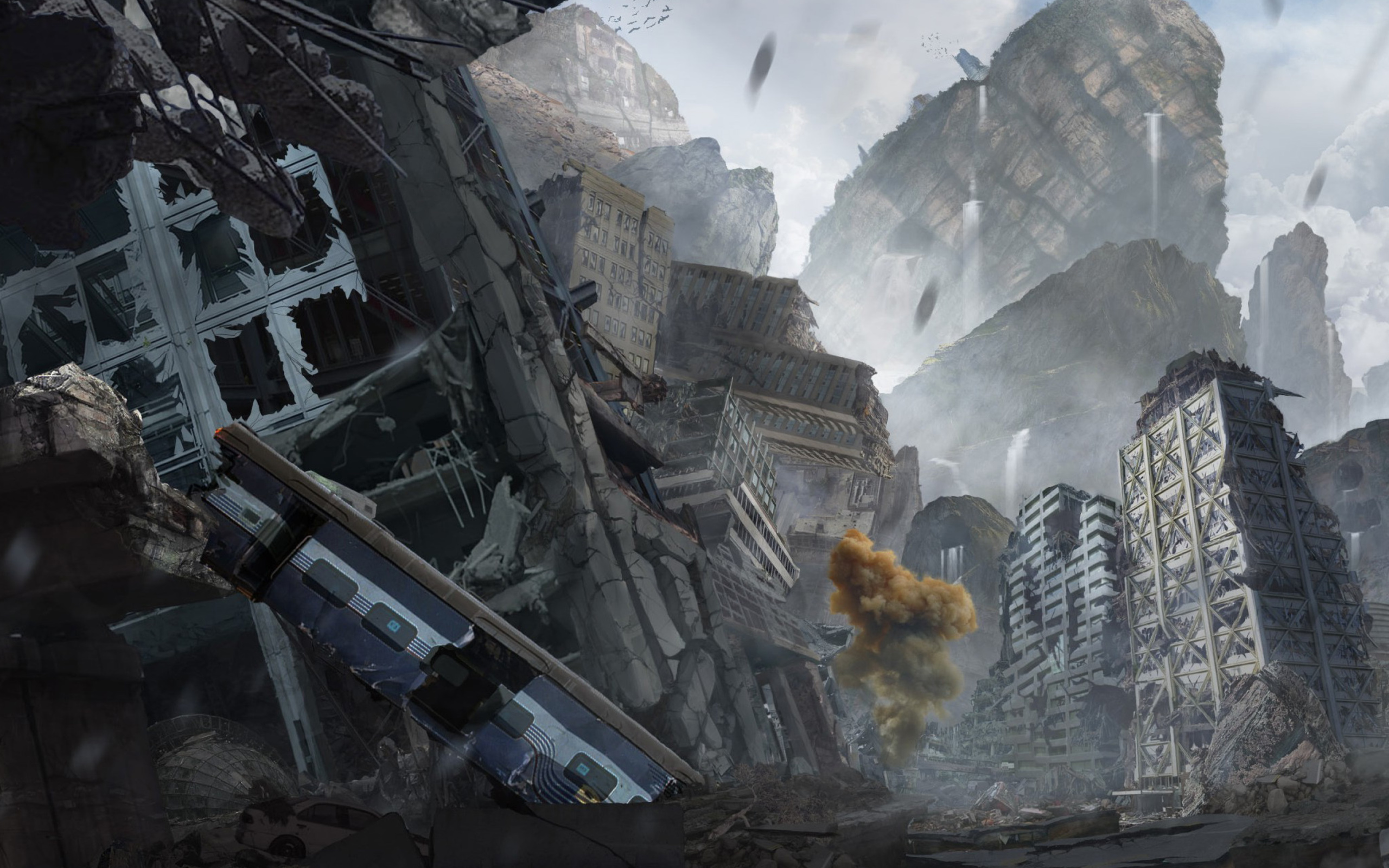 Das City in Ruins after Post Apocalypse Destruction Wallpaper 2560x1600