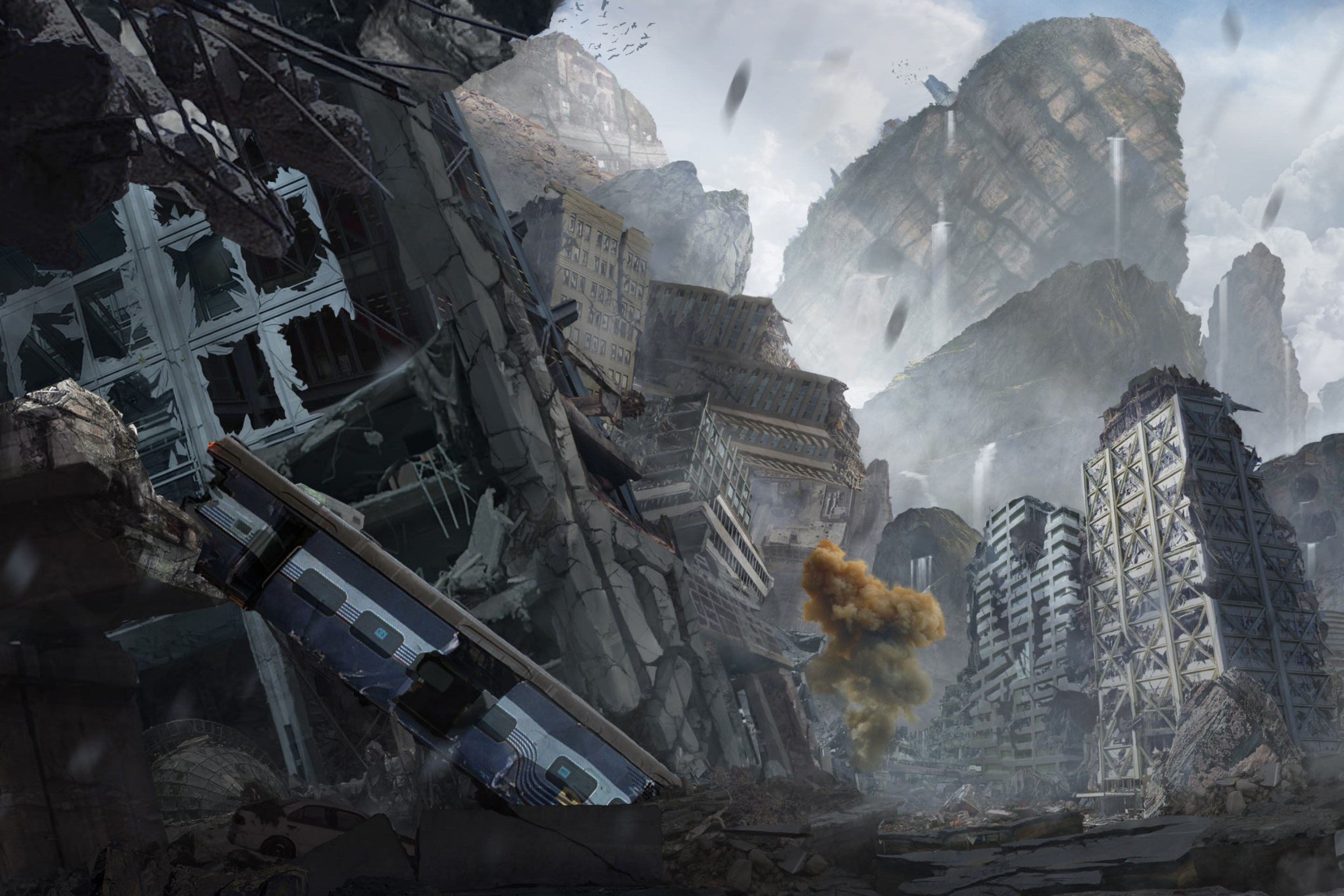 Das City in Ruins after Post Apocalypse Destruction Wallpaper 2880x1920
