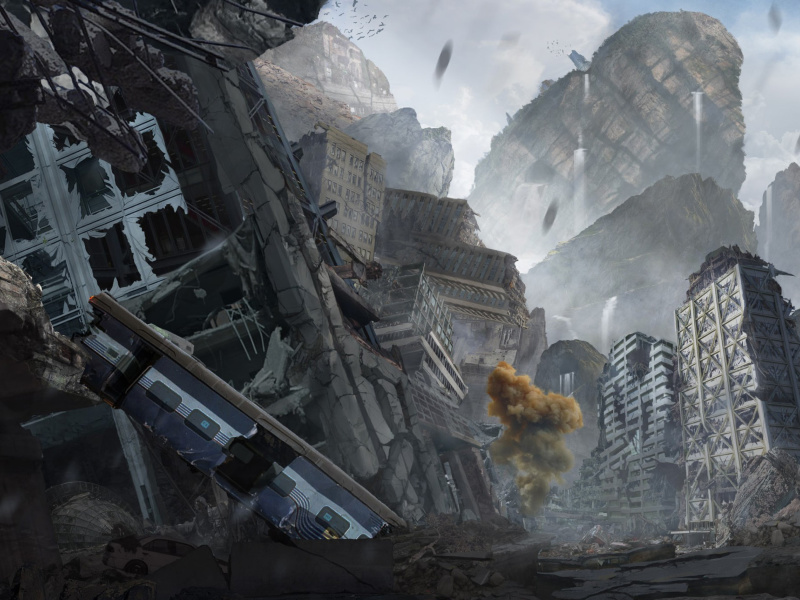 Обои City in Ruins after Post Apocalypse Destruction 800x600
