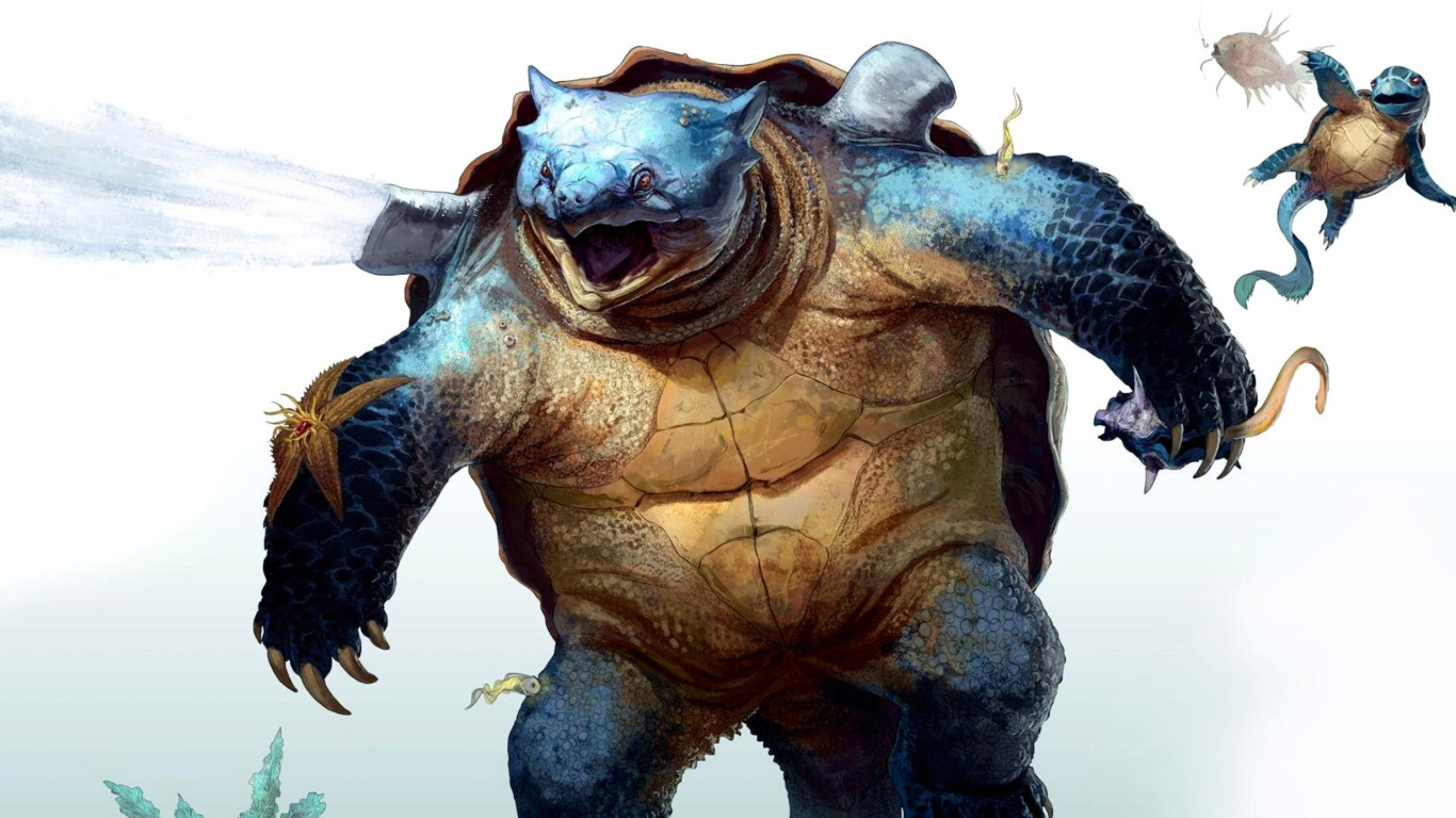 Fantastic monster turtle wallpaper 1366x768