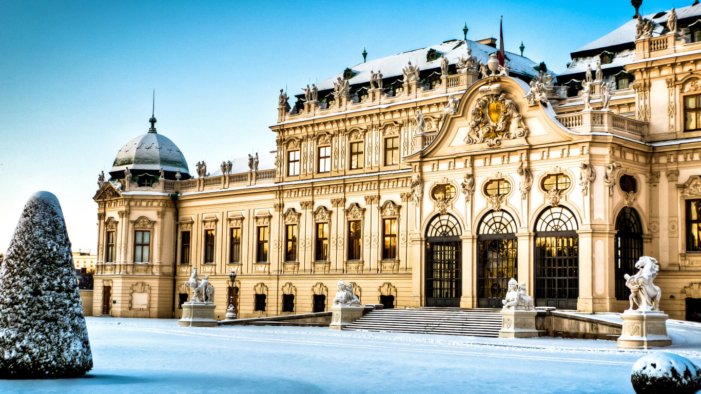 Belvedere Baroque Palace in Vienna wallpaper 1366x768
