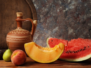 Fruits And Wine Still Life wallpaper 320x240