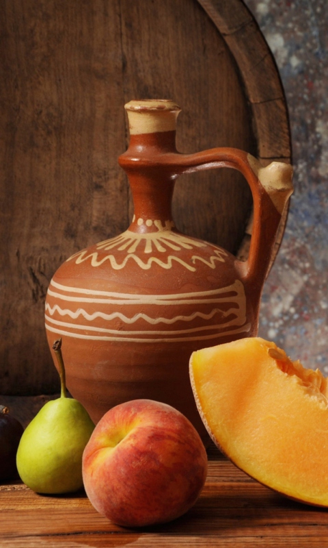 Fruits And Wine Still Life wallpaper 480x800