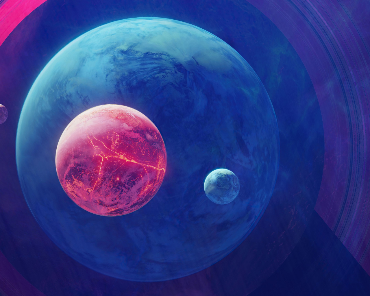 Planet Moon Space Digital Art screenshot #1 1280x1024