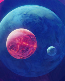 Das Planet Moon Space Digital Art Wallpaper 128x160