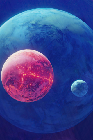 Planet Moon Space Digital Art screenshot #1 320x480