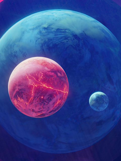 Planet Moon Space Digital Art screenshot #1 480x640