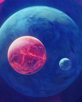 Kostenloses Planet Moon Space Digital Art Wallpaper für 320x480