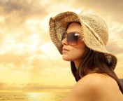 Romantic Girl near Sea wallpaper 176x144