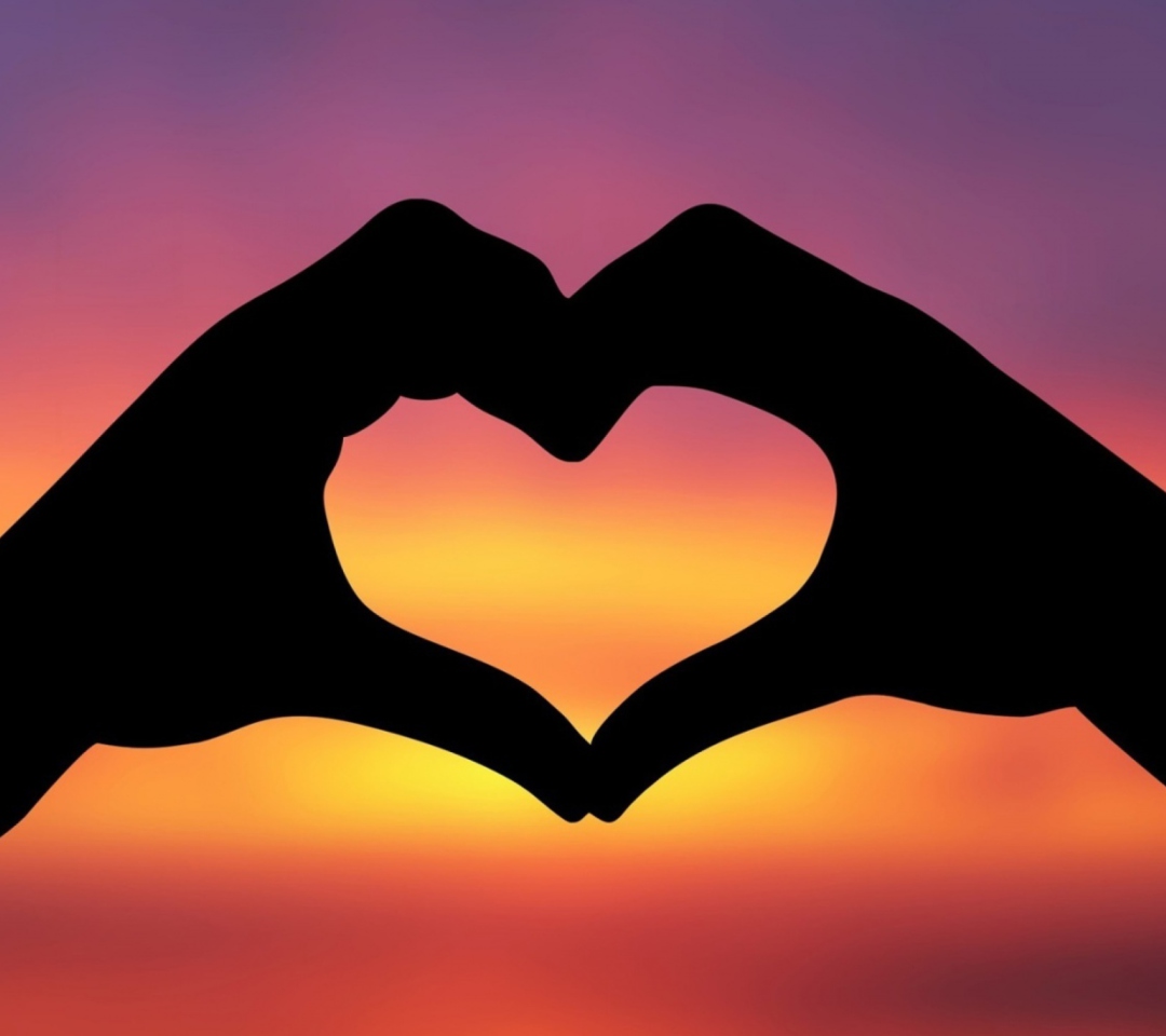 Hands Making A Heart In The Sunset wallpaper 1080x960