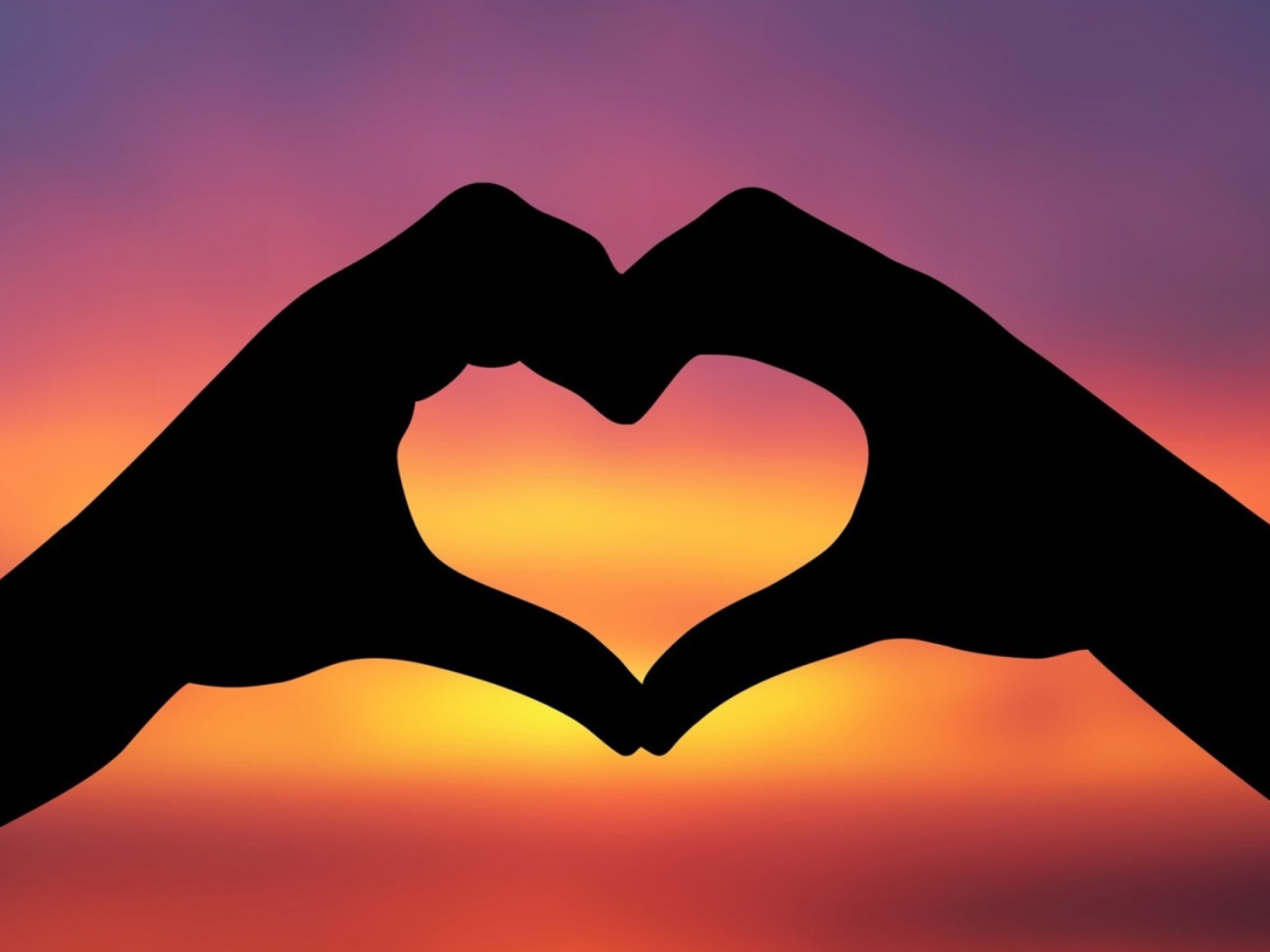 Das Hands Making A Heart In The Sunset Wallpaper 1600x1200