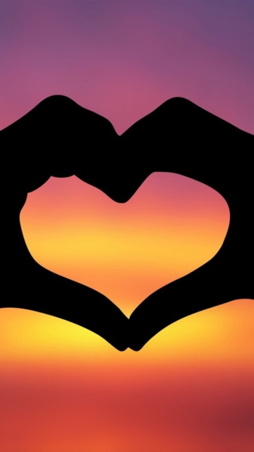 Hands Making A Heart In The Sunset wallpaper 360x640