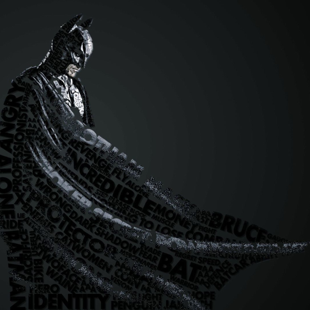 Das Batman Typography Wallpaper 1024x1024