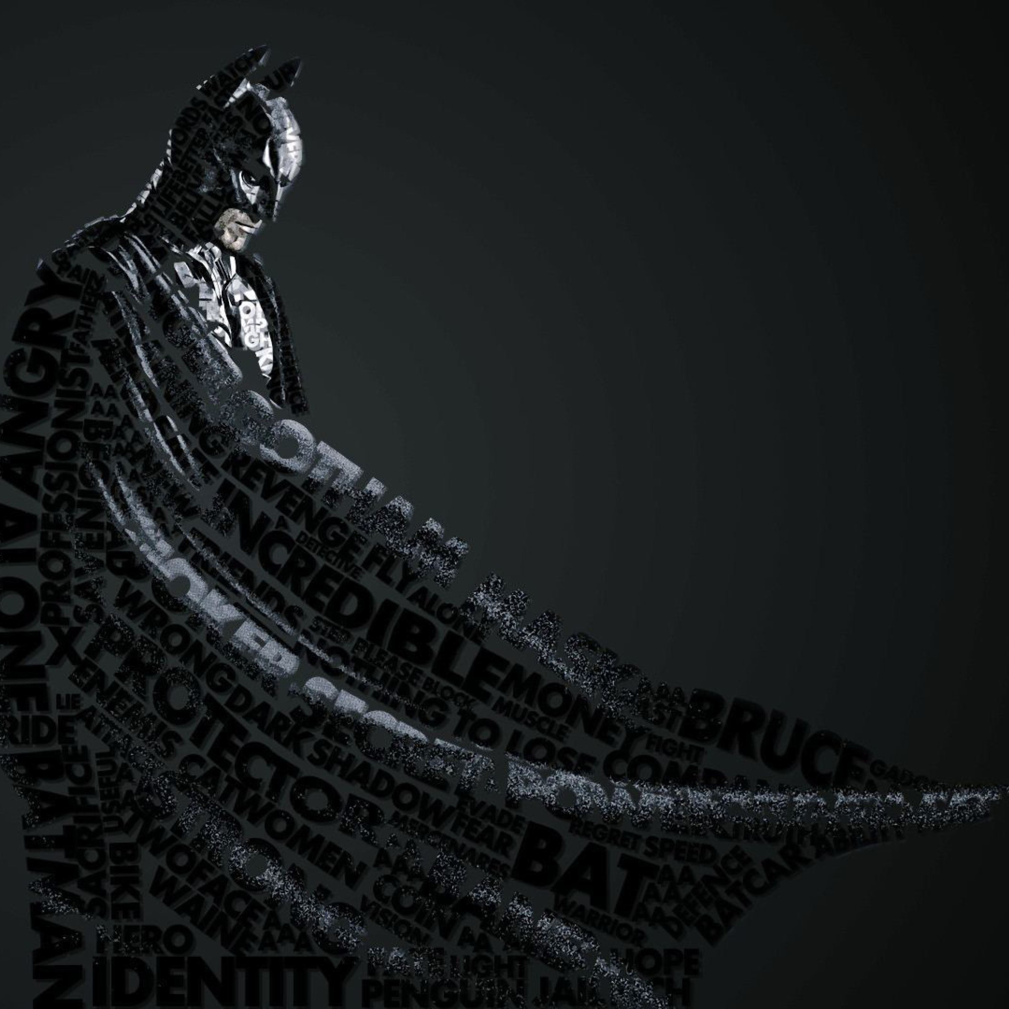 Fondo de pantalla Batman Typography 2048x2048