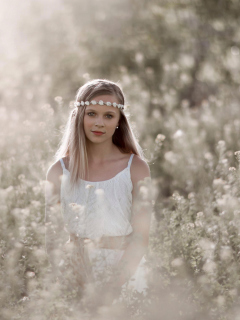 Romantic Girl In Summer Field screenshot #1 240x320