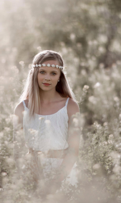 Romantic Girl In Summer Field wallpaper 240x400