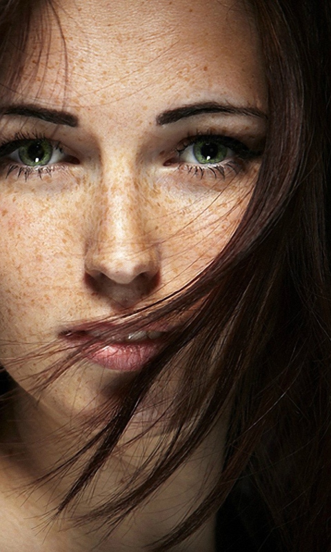 Brunette With Freckles wallpaper 480x800