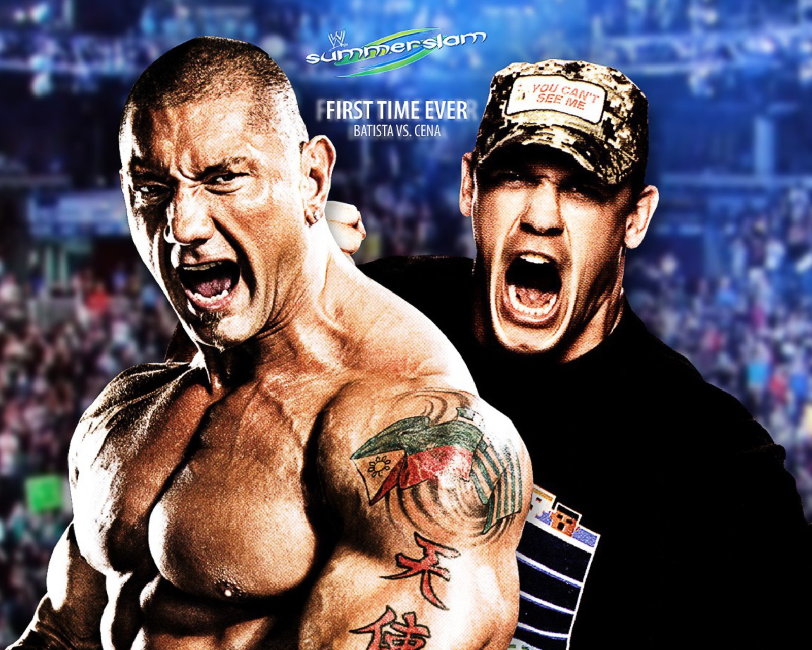 Fondo de pantalla Batista Vs John Cena 1600x1280